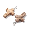 Natural Picture Jasper Pendants G-PW0006-02P-28-3