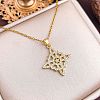 Brass Micro Pave Clear Cubic Zirconia Viking Knot Pendant 304 Stainless Steel Cable Chain Necklaces for Women WG5818B-05-1
