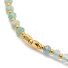 Natural Amazonite & Glass Seed Braided Bead Bracelets HR1333-5-2