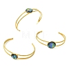 3Pcs 3 Styles Natural Abalone Shell 304 Stainless Steel Open Cuff Bangle Sets with Enamel BJEW-JB14413-01-4