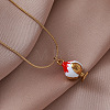 Christmas 304 Stainless Steel Enamel Apple Pendant Necklaces for Women TR7929-1