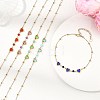 Round Natural Mixed Stone & Stainless Steel Glass Heart Link Anklets for Women AJEW-AN00804-1