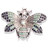 Moth Grasshopper Antique Silver Alloy Rhinestone Brooches Alloy Rhinestone Brooches PW-WG9CCBB-03-1