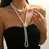 French Style 8MM Round Plastic Imitation Pearl Beaded Long Necklaces for Women EA7399-2-3