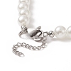 Natural Black Onyx Cross & Acrylic Imitation Pearl Beaded Necklace for Women NJEW-JN04218-3