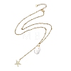 Summer Natural Baroque Keshi Pearl & 304 Stainless Steel Sea Animal Pendant Satellite Chain Y Lariat Necklaces NJEW-JN06049-01-2