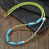 Bohemian Cuboid Dyed Natural Imperial Jasper & Synthetic Turquoise & Imitation Pearl & Glass Seed Beaded Necklaces TE0574-1-4