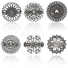 6Pcs 6 Styles Vintage Alloy Filigree Flower Anti-Slip Sweater Pins FIND-CY0002-28-7