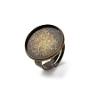 Brass Adjustable Ring Blank Base Cabochon Setting Components KK-O003-05AB-NF-1