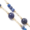 Natural Lapis Lazuli Round and Nuggets Lariat Necklaces NJEW-JN05727-6
