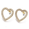 Brass Micro Pave Clear Cubic Zirconia Stud Earrings EJEW-T046-012G-NF-1