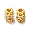 Rack Plating Brass Pave Clear Cubic Zirconia European Beads KK-M285-28G-2