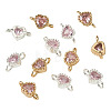 12Pcs 2 Colors Brass Pave Cubic Zirconia Heart Links Connector Charms KK-TA0003-48B-3