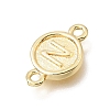 Brass Disc with Initial Links Connector Charms KK-E802-36G-N-2