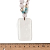 Natural Quartz Crystal Rectangle Pendant Glass Beaded Long Necklaces GG-CBAE048-02C-5