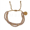 Boho Adjustable Faceted Rondelle Glass Braided Bead 3-Strand Bracelets DM1079-3-1