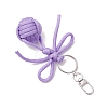 7Pcs Alloy Polyester Spandex Bowknot Ball Keychain KEYC-JKC01169-5