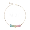 Electroplated Natural Quartz Colorful Nuggets Pendant Brass Bar Link Chain Necklaces for Women NJEW-TA00241-3