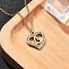 304 Stainless Steel Crystal Rhinestone Heart Pendant Cable Chain Necklaces for Women NJEW-Z056-01C-G-3