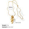 304 Stainless Steel Textured Leaf Pendant Long Necklaces WGDFF54-02-2