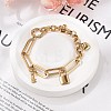 304 Stainless Steel Paperclip & Rolo Chains Charm Bracelets for Women BJEW-C089-03G-2