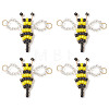 Glass Seed Beaded Bee Links Connector Charms PALLOY-MZ01221-1