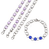 304 Stainless Steel and Glass Link Chain Bracelets for Women GL-T001-02A-2