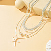 Summer Beach Plastic Pearl and CCB Plastic Bead & Alloy Starfish Pendant Multi Layered Necklaces for Women WG66952-01-3