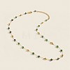 304 Stainless Steel & Natural Gemstone Faceted Rondelle Beads Link Chain Necklaces for Women TY8099-1-1