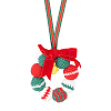 Crochet Christmas Wreath with Bell Hanging Pendant Decorations HJEW-WH0007-13-1