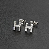 Brass Micro Pave Clear Cubic Zirconia Stud Earrings FS-WGC2F12-08-1