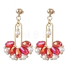 Fan Glass Dangle Stud Earrings EJEW-MZ00674-4