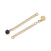 Ion Plating(IP) 316 Surgical Stainless Steel Curb Chain Extender with Natural Lapis Lazuli Round Charm STAS-A097-01G-07-2