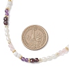 Synthetic Non-magnetic Hematite & Natural Rainbow Moonstone & Garnet & Amethyst Round Cube and Natural Pearl Rice Beaded Necklaces NJEW-JN05868-02-3