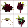 2Pcs 2 Style Rose Flower Silk Wrist and Flower Silk Brooch Sets AJEW-CP0004-58-3