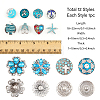12Pcs 12 Style Alloy Rhinestone Snap Button FIND-CA0006-97-2