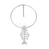 Ocean Zinc Alloy Fishbone Shape Pendant Necklaces for Women WG08D18-02-1