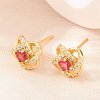 Brass Micro Pave Cubic Zirconia Stud Earrings for Women KK-A305-10G-05-3