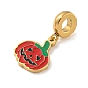 Ion Plating(IP) 304 Stainless Steel Red Enamel European Dangle Charms STAS-U005-38G-2