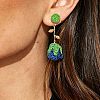 Bohemia Raffia & Alloy Stud Dangle Earrings WG3AA71-01-1