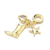Brass Pave Clear Cubic Zirconia European Dangle Charms KK-P345-44G-2
