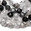Natural Tourmalinated Quartz/Black Rutilated Quartz Beads Strands G-Z119-A15-02-5