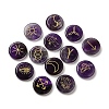 13Pcs Flat Round Natural Amethyst Rune Stones G-K335-08C-1