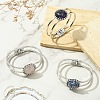 Natural Mixed Stone Flat Round Brass Hinged Cuff Bangles BJEW-JB14317-1