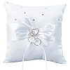 Square Polyester with Tribute Silk Wedding Finger Ring Display Pillow DIY-GF0014-14-1