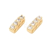 Brass Micro Pave Clear Cubic Zirconia Spacer Bars KK-P302-20G-1