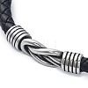 Men's Braided Black PU Leather Cord Bracelets BJEW-K243-60AS-2