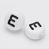 Flat Round with Letter E Acrylic Beads X-PL37C9070-E-2