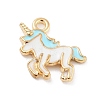 Light Gold Plated Alloy Enamel Pendants ENAM-M219-08KCG-04-1