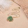 Natural Green Aventurine Chips Heart with Tree of Life Pendant Necklace NJEW-JN03906-02-2